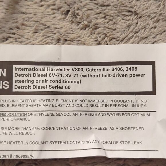 ~ NEW ZEROSTART CUMMINS ENGINE COPPER IMMERSION BLOCK HEATER w/ CORD ~ 860-5556 - Picture 10 of 10